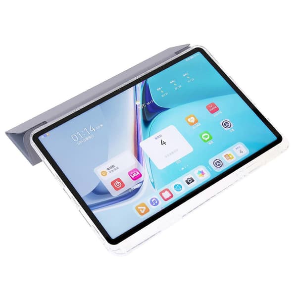 Fodral för Huawei MatePad SE 11, vikbart stativ, läder+TPU+akryl, transparent baksida