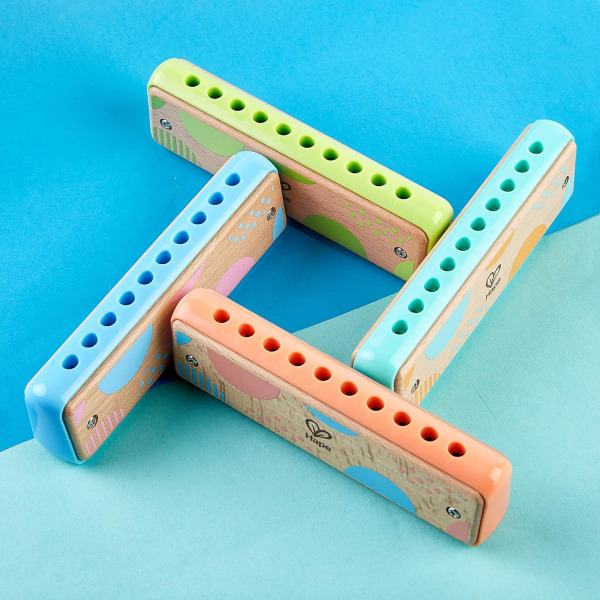 Bluesmunspel | 10-håls trämusikinstrumentleksak för pojkar och flickor Orange 1.7 x 1 x 5.7 inches