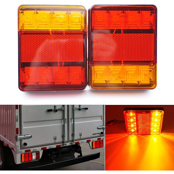 2 st vattentäta 8 LED-bakljus röda gula bakre DC 12V för släpvagn lastbil båt bil styling varning