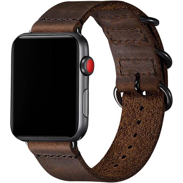 Vintage nahkaiset rannekkeet yhteensopivat Apple Watch -rannekkeen kanssa, aito nahkainen retrohihna yhteensopiva miehille ja naisille iWatch SE -sarja 7/6/5/4/3/2/1 Coffee/Black 38mm 40mm 41mm