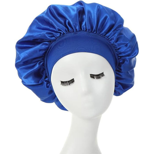 Hårhætte til søvn, bred elastisk satin hætte silkehætte brusehætte til kvinder piger makeup hårpleje elastisk hat