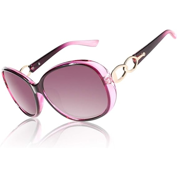 Solglasögon Dam Polariserade Retro Designer Dam Solglasögon Stor Båge Oversized Shades UV400 Skydd Transparent purple