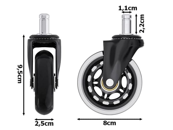 1x pyörä toimistotuoliin - 11 mm