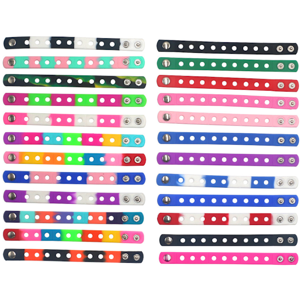 16 st silikonarmband med hål Färgglada justerbara gummiband med kamouflagemönster (slumpmässig färg)