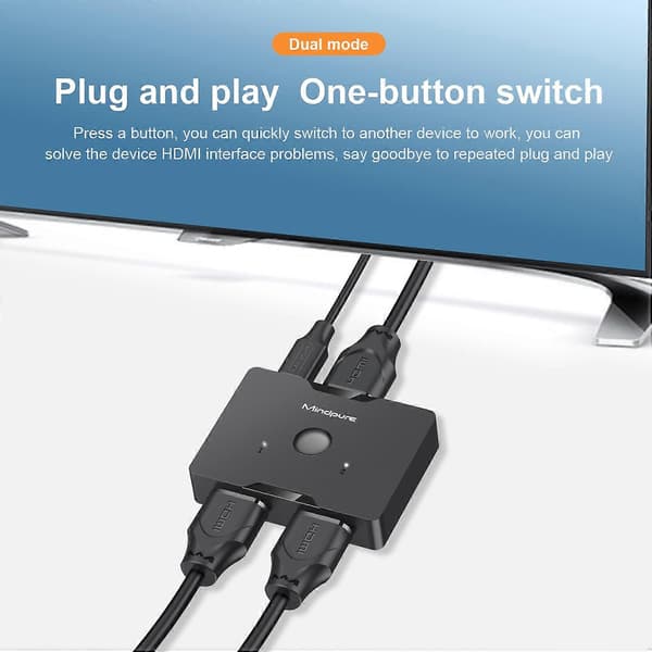 MINDPURE SW002 2 Input 1 Output HDMI Switch 2-vejs 4K HD Video Adapter