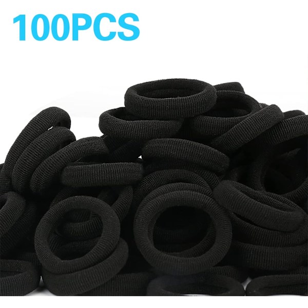 100 st Babyhårband, Godisfärgade sömlösa hårband för flickor, Flerfärgade hårtofsar för flickor (3 cm) (Svart)