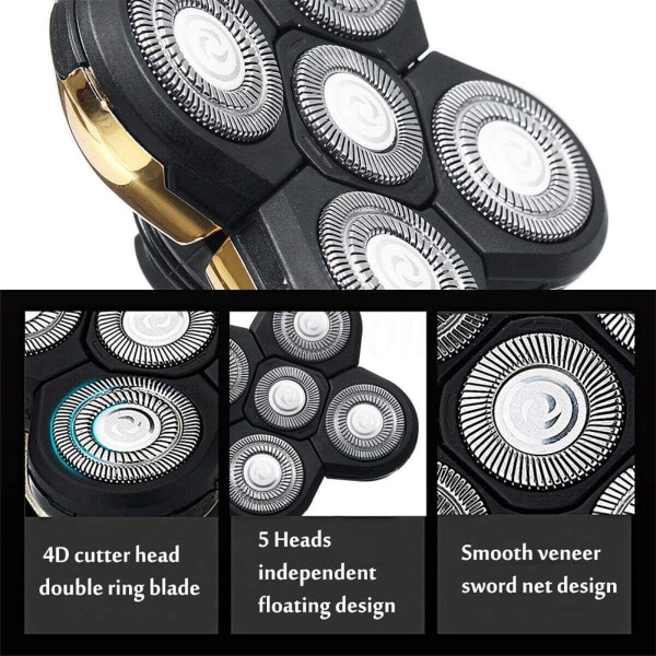 5 barberhoder, reserveblader, universell skjeggtrimmer, rask flyt, dobbel ring, ikke kompatibel med Remington barbermaskiner og barbermaskiner (grå)