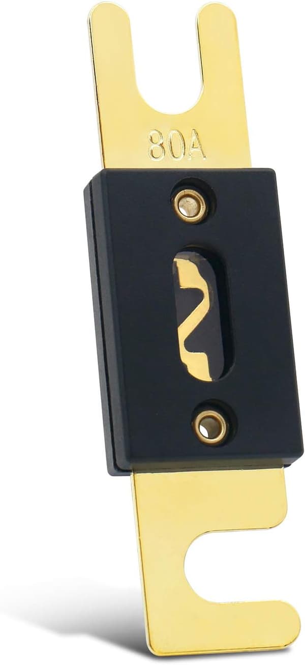 2-pack ANL-säkringar - 80 A - för biljudsystem - svart och guld