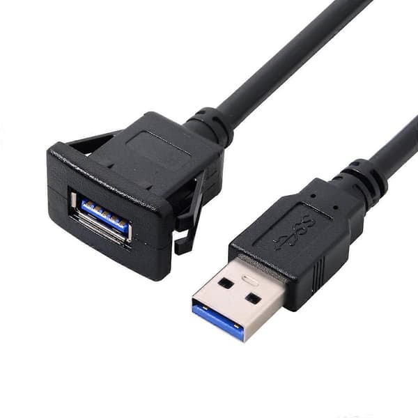 1M Vandtæt Enkelt USB 3.0 Forlænger Låsemontering Bil AUX Kabel til Instrumentbrætpanel