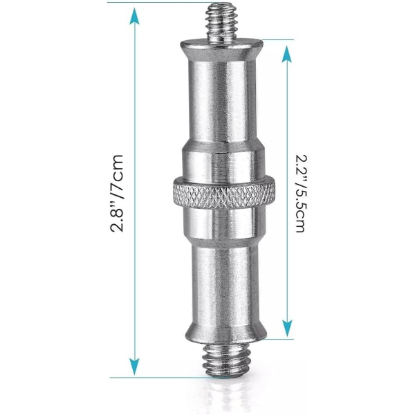 1/4 - 3/8 tuuman metallinen urosmuunnin kierteitetty ruuviadapteri tappi studiovalaisintelineelle, sovitin, pallopää, langaton salamavastaanotin, 2 kpl