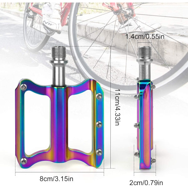 Cykelpedal, 9/16 tommer MTB cykelpedaler, forseglede aluminiumslejer, med skridsikre sømfarvede cykelpedaler, til BMX MTB landevejscykling
