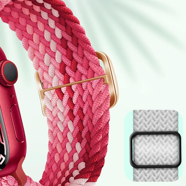 Rem för Apple Watch 49mm / 45mm / 44mm / 42mm vävd nylon rosa