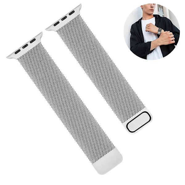 Mesh i rostfritt stål med magnetiskt lås, kompatibel med Apple Watch-armband