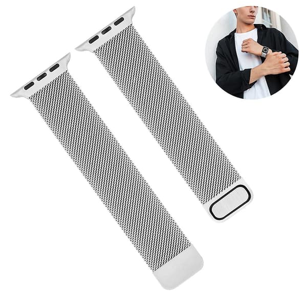 Mesh rustfritt stål magnetisk lukking kompatibel med Apple Watch-rem