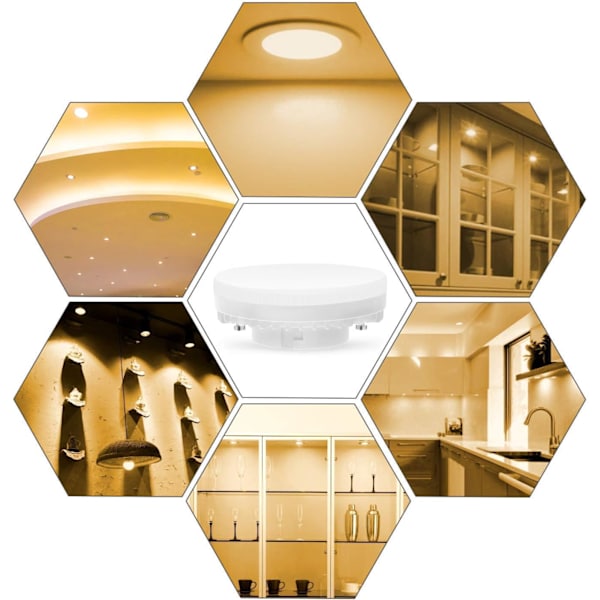 GX53 LED-pære 7W 3000K, varm hvid, ikke-dæmpbar Gx53-belysning, flimmerfri, erstatter 50W halogenpære GX5.3 eller CFL 9W 13W pære, 560 lumen