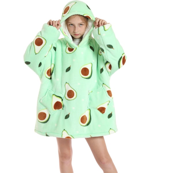 Hoodie för barn Oversized flanelltröja, avokado avocado