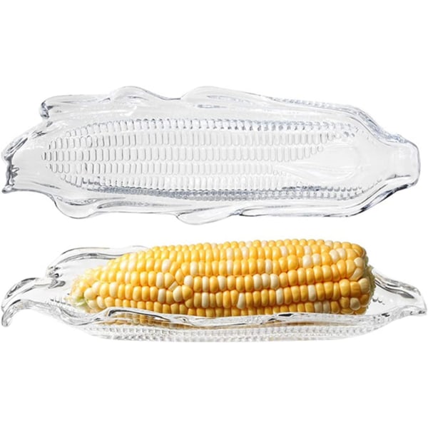 2pc Plastic Corn Trays,Transparent Corn Dishes,Corn On The Cob Plastic Tray