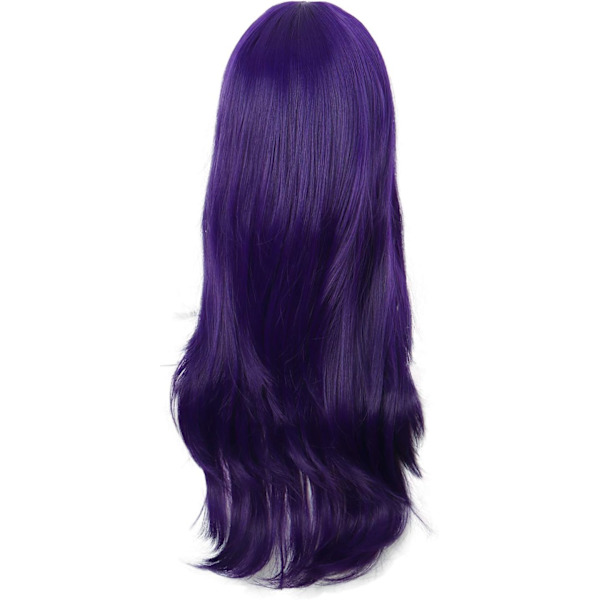 28 tum/70 cm dam sidoblugg långt lockigt hår cosplay peruk för kvinnor flicka Dark Purple 28"
