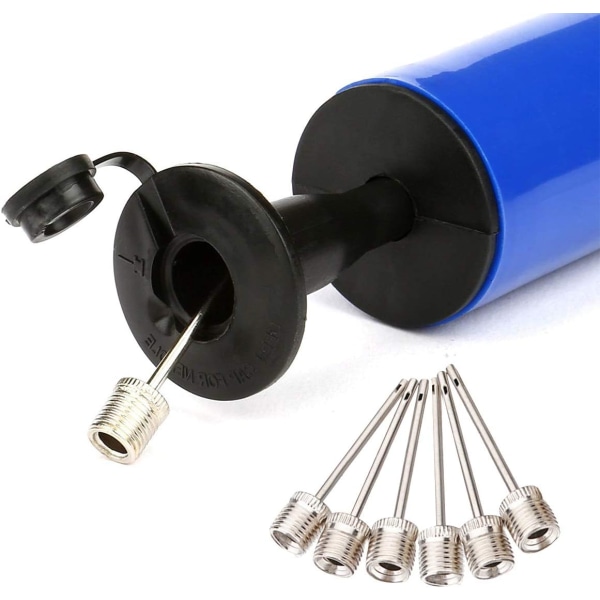 Håndluftballpumpe-sett, bærbar oppblåsningspumpe for ballonger med 7 nåler, 1 dyse og 1 ventiladapter for basketball og andre oppblåsbare gjenstander