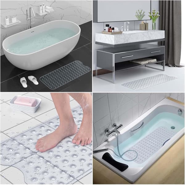 Antislip Dusjmatte, 40×100cm Badekarmatte med Sugkopper og Dreneringshull