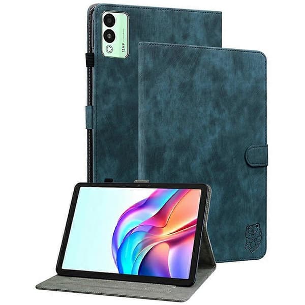 För TECNO Megapad 11 Fodral Tiger Tryck Anti-Rep PU Läder Tablet Skydd - Blå