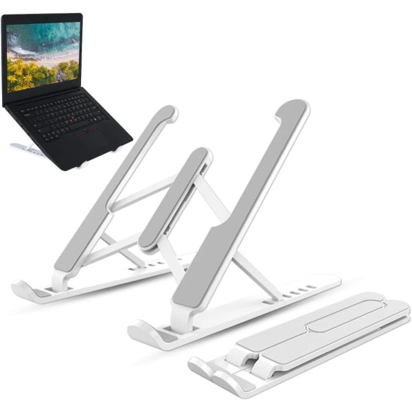 Bærbar computerstand, bærbar ABS ergonomisk bærbar computerholder, justerbar, foldbar, ventileret