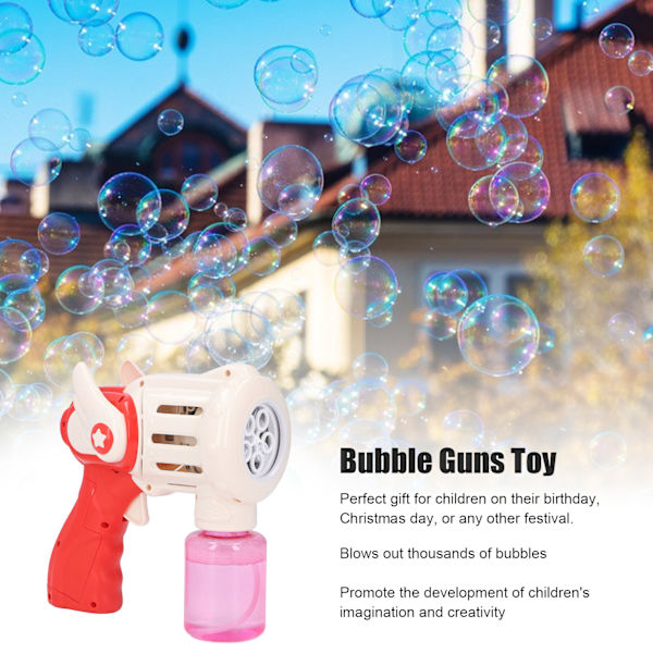 Elektrisk bubbelpistol för barn, formad som en ljuspistol med musik, automatisk bubbelmaskin, leksak med 120 ml bubbellösning, rosa