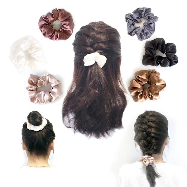 Stilrena Hårband, Mellanstora Scrunchies, Enfärgad, Bekväm Användning, Presentval, Slitstarkt Material, Scrunchies i Satinsilke, Förebygger Hårbrott