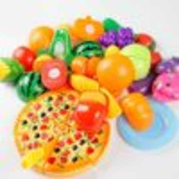 Köksspel Leksak Mat Frukt Grönsaker med Velcro Fäste, Barns Köksmat Lekkök Butikstillbehör Utbildande Lärande Leksak Rollspel