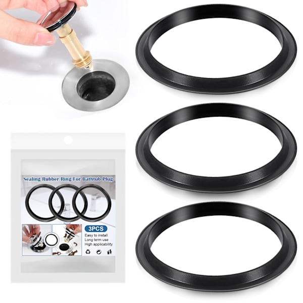 Inbyggd Sil Diskbänksplugg, Universal Avloppsplugg för Badrum, Snabbt Dränerande Silikon Med Snabb Vattenförsegling, 34/37mm Svart, Lätt att Installera &