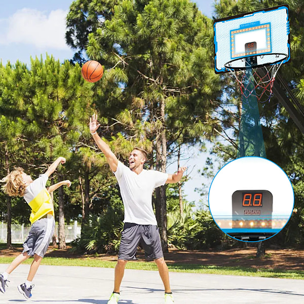 Hot Bee Inomhus Basketkorg för Sovrum, Mini Basketkorg för Barn och 3 Bollar Led-lampor Automatisk Poängräkning, Basketboll för Pojkar