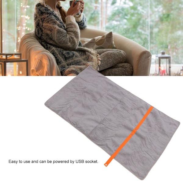Värmande Elektrisk Filt USB Polyesterfiber Multifunktionell Justerbar Snabb Uppvärmning Sjal för Camping Utomhusaktiviteter Silver