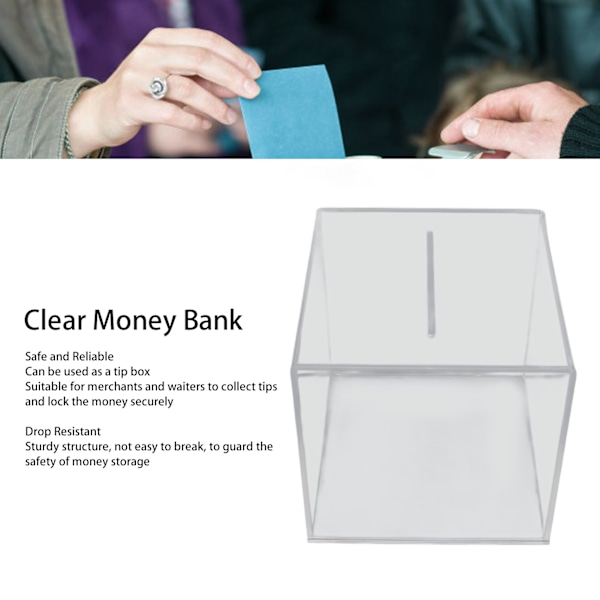 Klar Pengabox Stor Kapacitet Droppresistent Transparent Röstsedelslåda Akryl Myntbox för Barn Vuxna Typ 1
