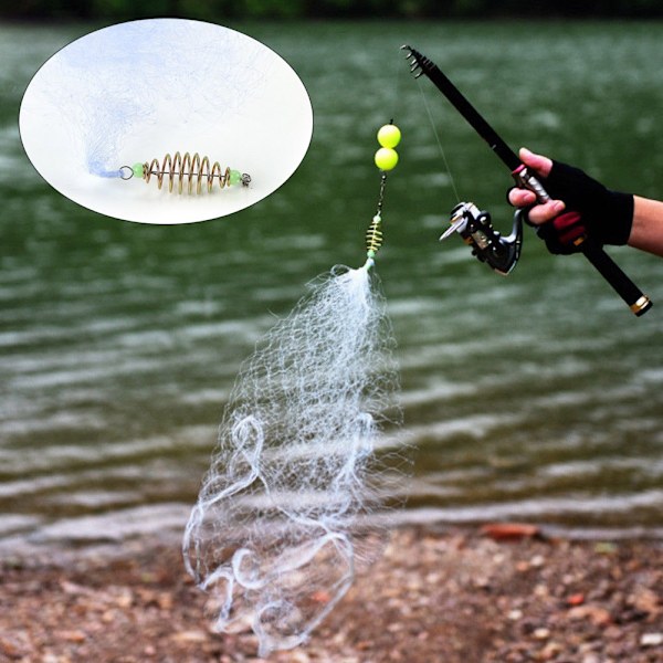 Hållbar plastfiskenät fjäderkontakt med lysande pärlor fiskeredskap tillbehör 7#