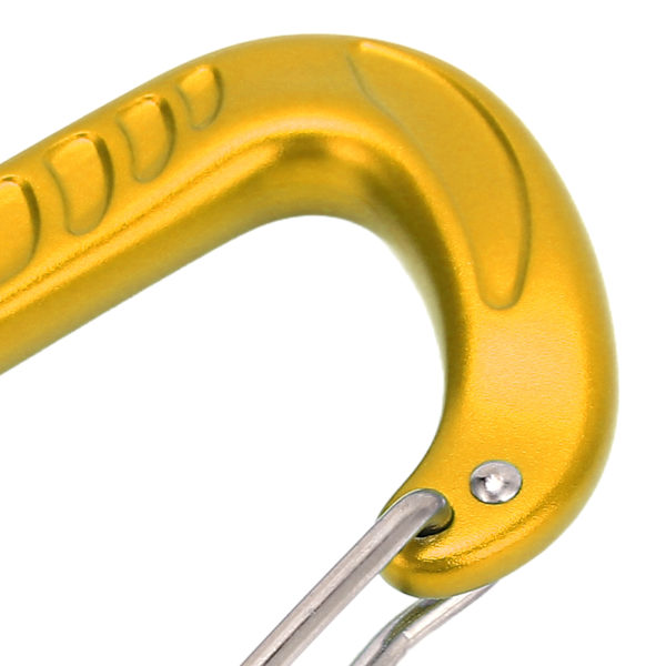 Snabbspänne D-forma Handflata Storlek 12KN Klättring Karbinhake Klättring Utrustning Tillbehör för Klippklättring Guld