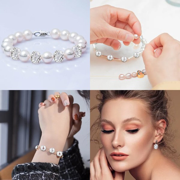 Europeiska Pärlor, Metallpärlor Tillbehör 0,31 Tum/8 mm För Smyckestillverkning, Gör-det-själv Armband Halsband Med Konstgjord Kristallstrass, Skinande Och Bländande
