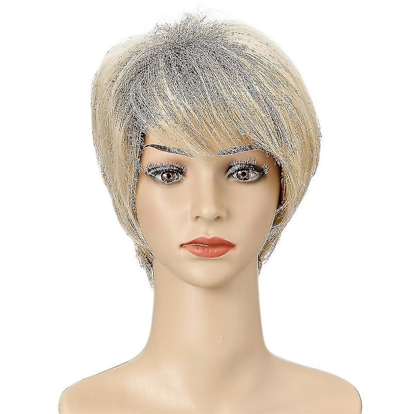 Blond kort rak peruk för kvinnor