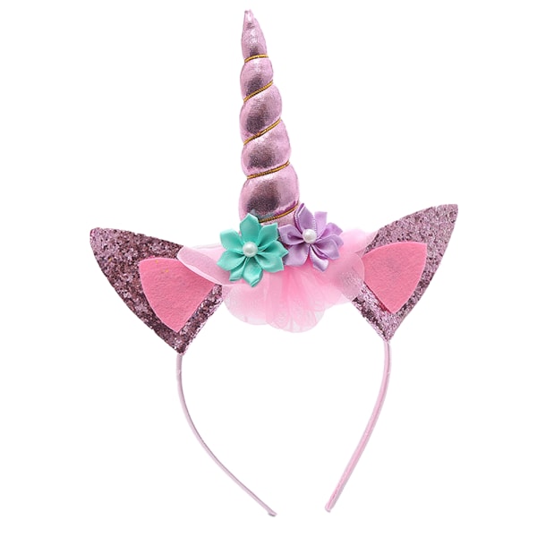 Flicka Födelsedag Outfit Kinder Guld Glitter Horn Pannband Blommor