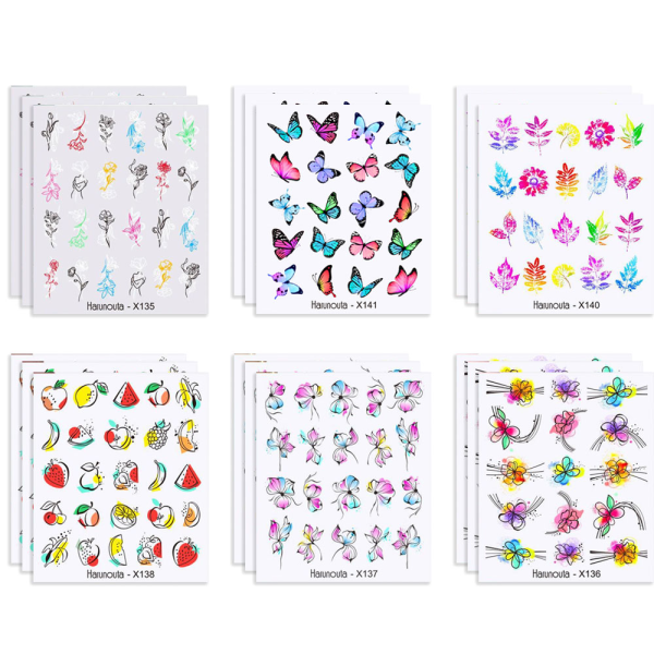 18 ark Nageldekaler Självhäftande Nail Art Stickers för kvinnor