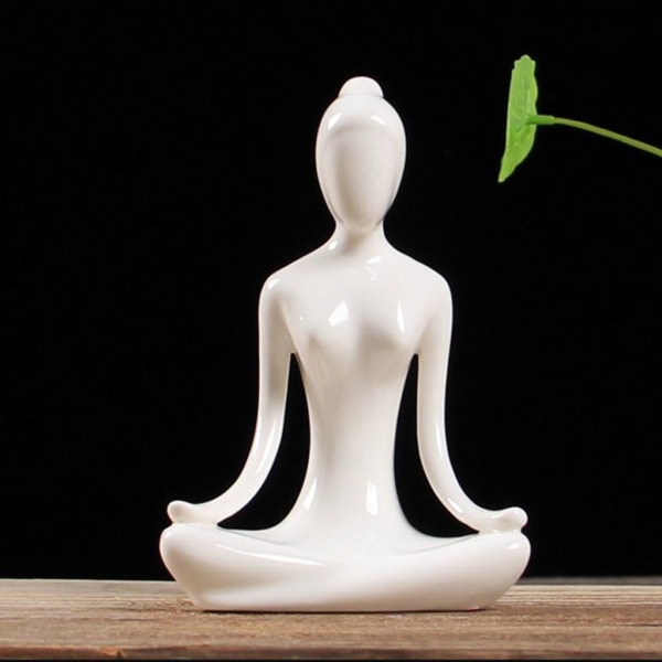 Zen Skulptur Figur Yoga Tänkare Trädgårds Prydnad Staty Hem Café