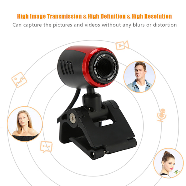 USB2.0 med mikrofon HD webbkamera webbkamera 360 grader för dator PC bärbar dator för Skype / MSN
