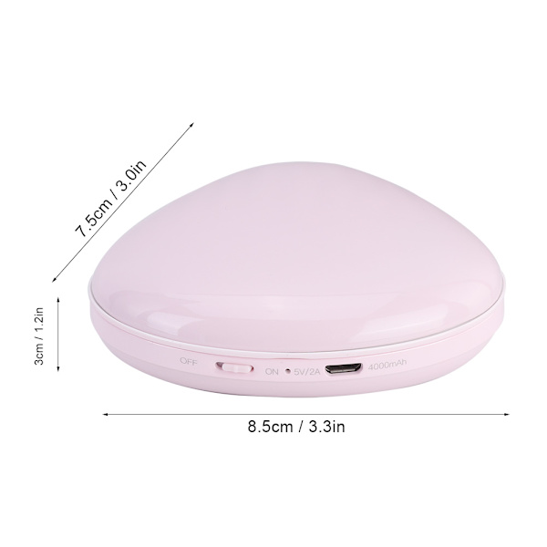 3-i-1 Multifunktionell Bärbar Handvärmare Mobil Powerbank Sminkspegel med USB-port (Lila)
