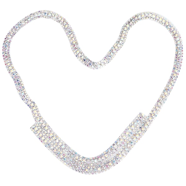 1 Yard 3 Rader Kristallglas Rhinestone Trimming Kedja Bröllop Kläder Dekor Silver AB Färgglad