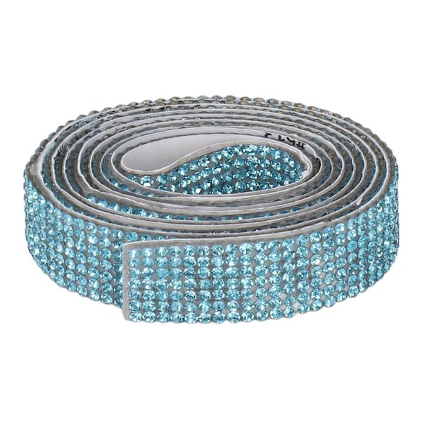 Rhinestone Strip Lake Blue 5yd Längd Självhäftande Bling Kristallband för Fest Bröllop Hem