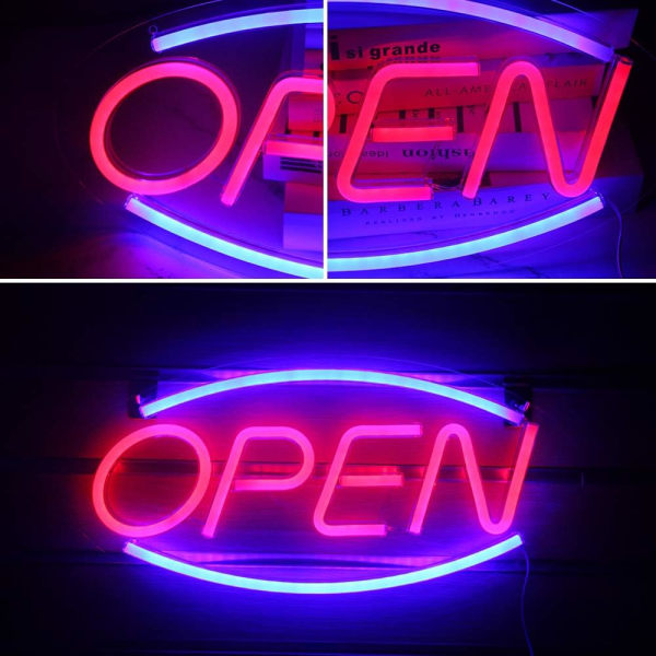 LED Open Neon Skyltar Öppna Ord Neon Nattljus för Rum Dekor Ljuslampa Sovrum Bar Pub Hotell Cafe Restaurang Lekrum Väggkonst Dekorationsskylt