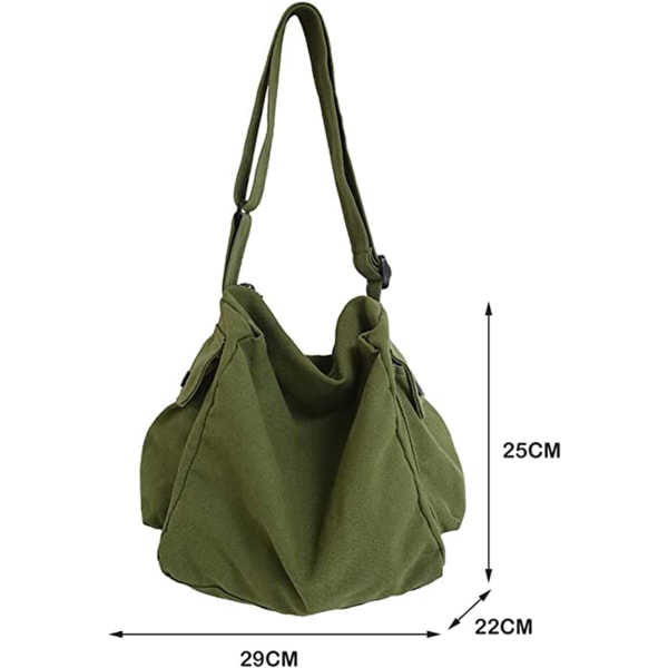 Canvas tygväska, vintage väskor Y2K för studenter, stor kapacitet crossbody väska, axelväska, casual väska med flera interiörer