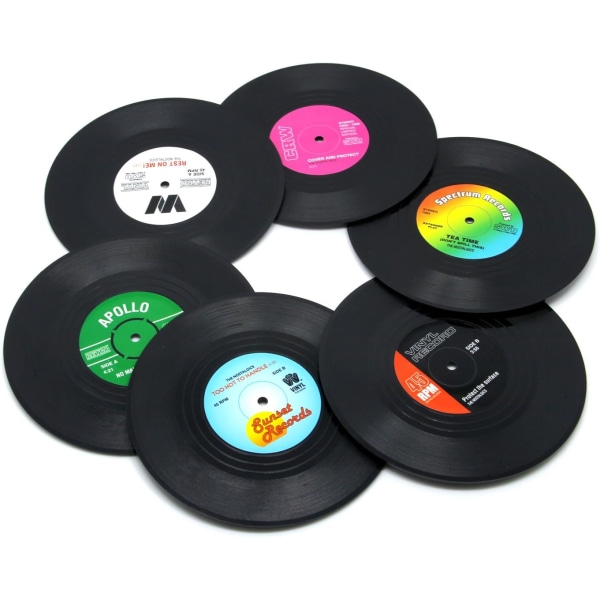 6st vinylskivunderlägg för drycker $6st Vintage skivspelareunderlägg Skrivbordsskydd för att förhindra möbelskador $6st Creative Vinyl