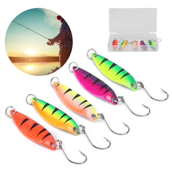 5 st färgglada walleye-öringsskedbeten metall crankbait hård sked spinner bete enkelkrok