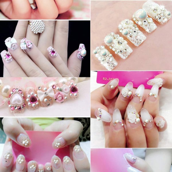 Nail Art Pearl Semi Round Imitation Pearl 3D Decal Design