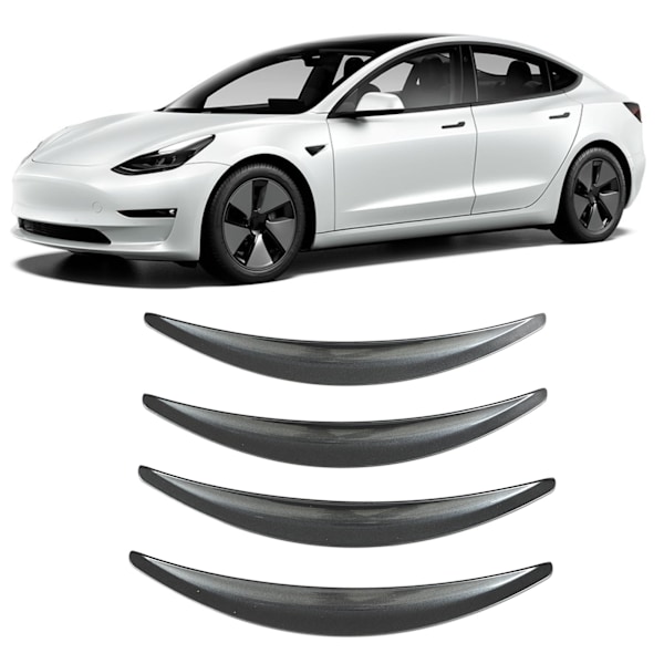 4 st. Hjulskärmar, Slät Yta, Repskyddande, Ersättning för Tesla Model 3 2017‑2022 Grå